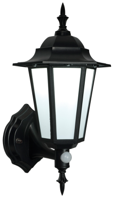 Saxby Wall Light, Evesham LED PIR 4200K Lantern IP44, c/w Frosted PC Diffuser & Photocell