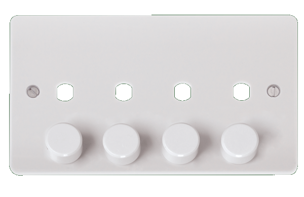 Click Mode 2 Gang Unfurnished Dimmer Plate & Knobs (1600W Max) - 4 Apertures