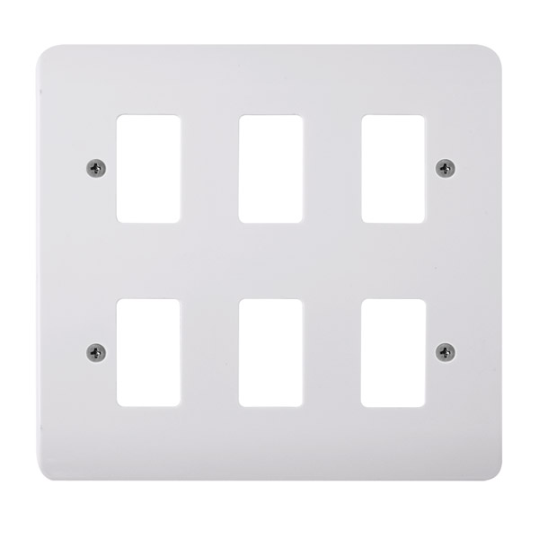 Click Mode White 6 Gang Grid Pro Front Plate