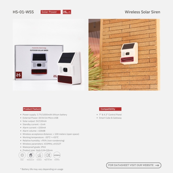 HESTIA Outdoor Solar Siren with Back-Up Battery