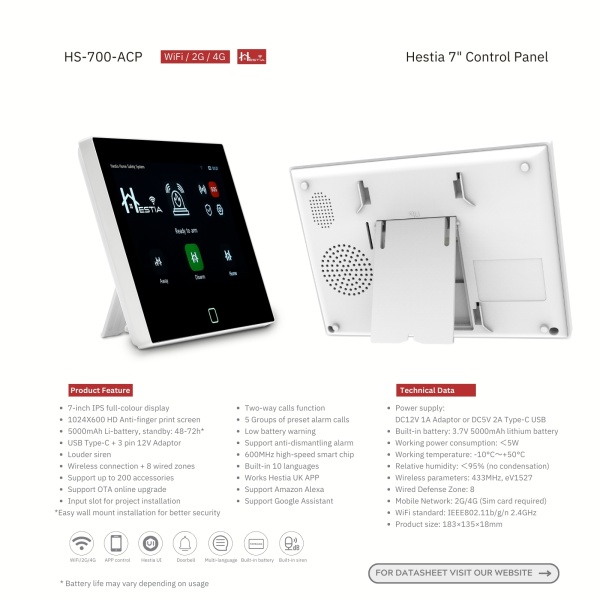 HESTIA 7 Inch HD Smart Control Panel