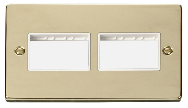 Click Deco Polished Brass Double Plate 6 Gang Aperture