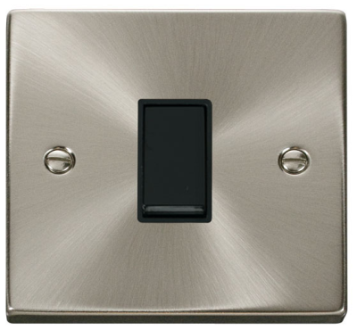Click VPSC011BK Deco Satin Chrome 1 Gang 2 Way Plateswitch With Black Insert 10AX