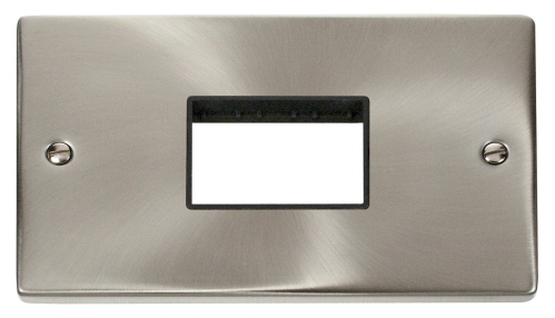 Click Deco Satin Chrome Double Plate 3 Gang Aperture