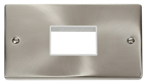 Click Deco Satin Chrome Double Plate 3 Gang Aperture