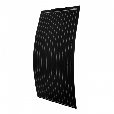 PHOTONIC UNIVERSE 100W BLACK REINFORCED NARROW SEMI-FLEXIBLE SOLAR PANEL WITH A DURABLE ETFE COATING