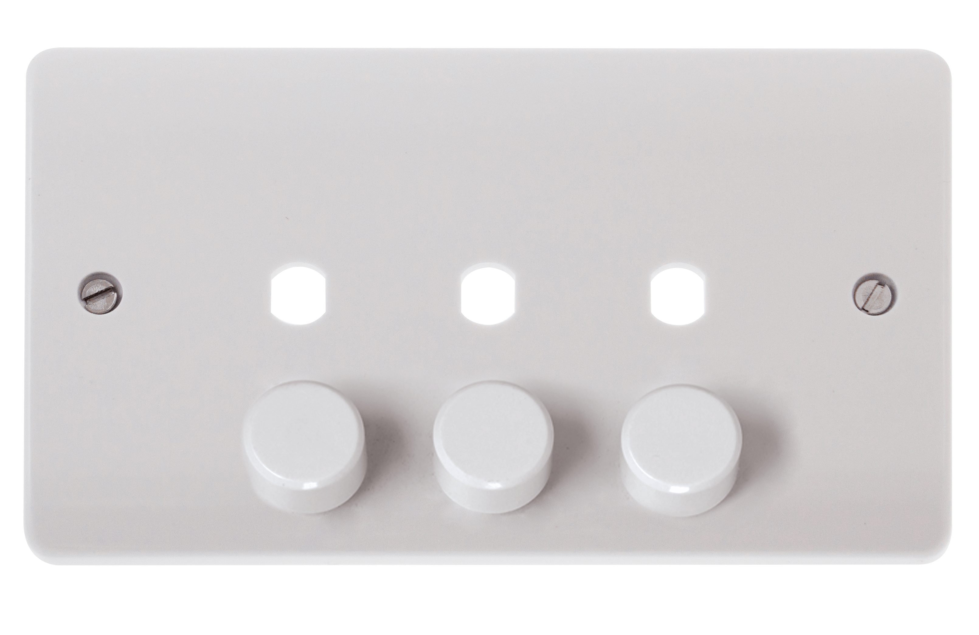 Click Mode 2 Gang Unfurnished Dimmer Plate & Knobs (1200W Max) - 3 Apertures