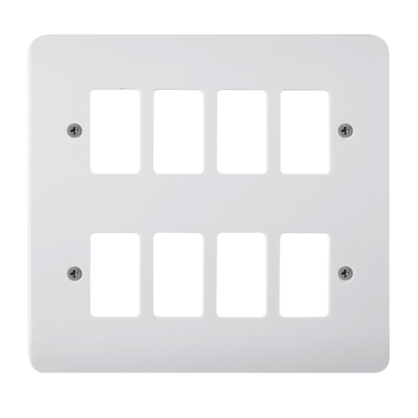 Click Mode White 8 Gang Grid Pro Front Plate