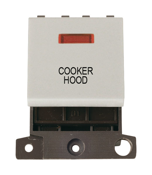 Click MiniGrid White 20A Double Pole Cooker Hood Switch Module with Neon