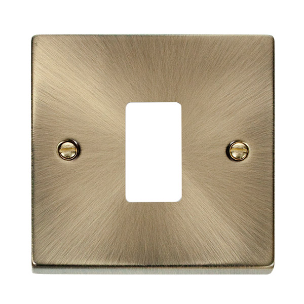 Click Deco Antique Brass 1 Gang Grid Pro Front Plate