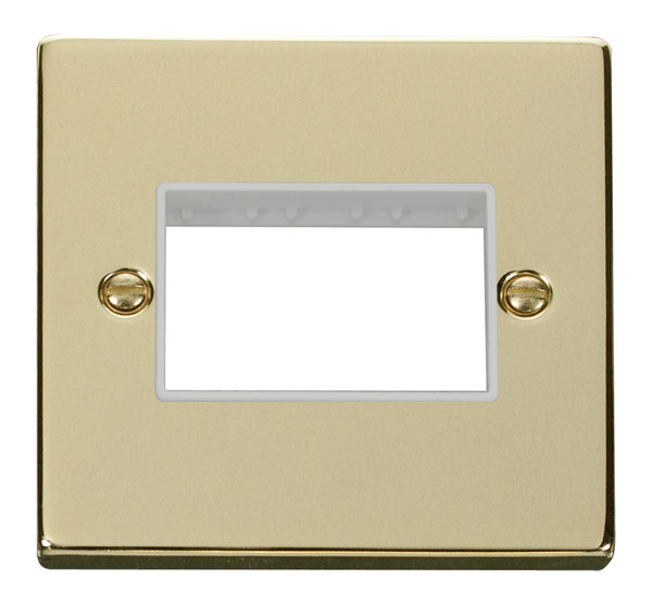 Click Deco Polished Brass Single Plate 3 Gang Aperture