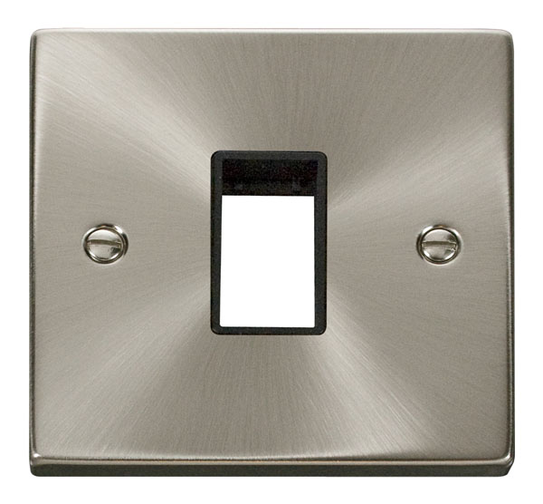 Click Deco Satin Chrome Single Plate 1 Gang Aperture