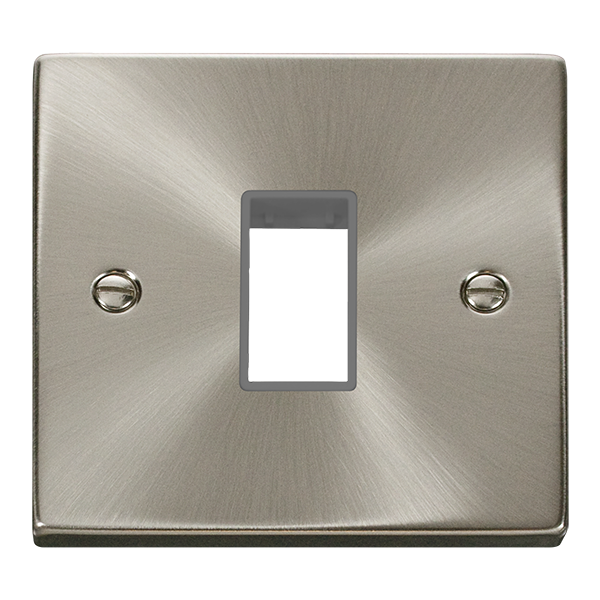 Click Deco Satin Chrome Single Plate 1 Gang Aperture