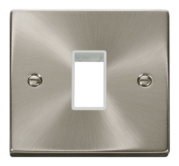 Click Deco Satin Chrome Single Plate 1 Gang Aperture