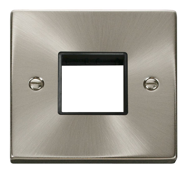 Click Deco Satin Chrome Single Plate 2 Gang Aperture