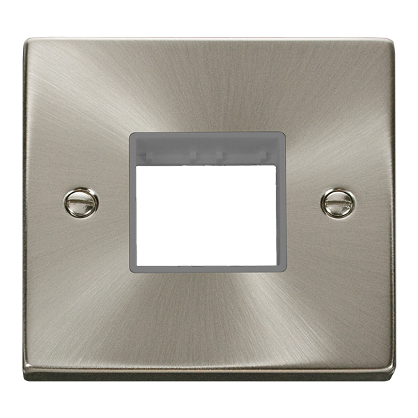 Click Deco Satin Chrome Single Plate 2 Gang Aperture