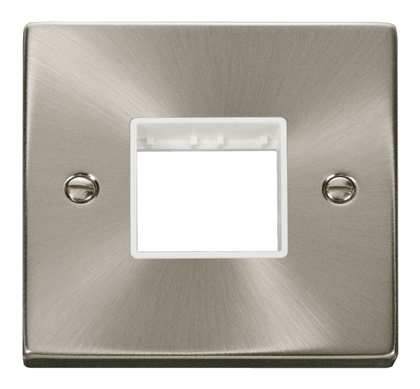 Click Deco Satin Chrome Single Plate 2 Gang Aperture