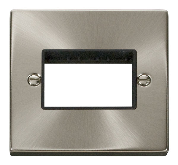 Click Deco Satin Chrome Single Plate 3 Gang Aperture