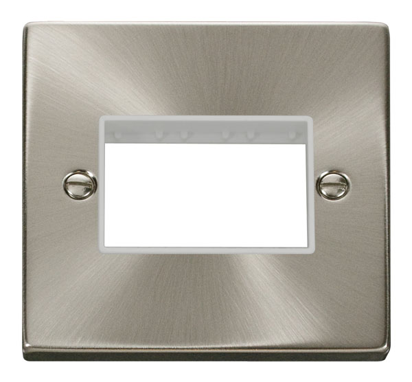 Click Deco Satin Chrome Single Plate 3 Gang Aperture